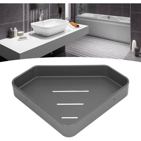 Rostbeständiges Eckregal aus Aluminium in Raumfahrtqualität fürs Badezimmer mit dreieckigem Drahtkorb [einlagiges Regal, anthrazitgrau] (1/5)