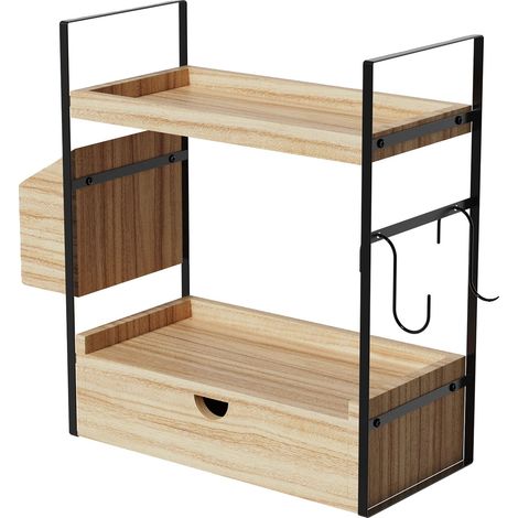 Badezimmer Organizer, Multifunktionsregal, Einfache Montage, Holzfarbe (1/2)
