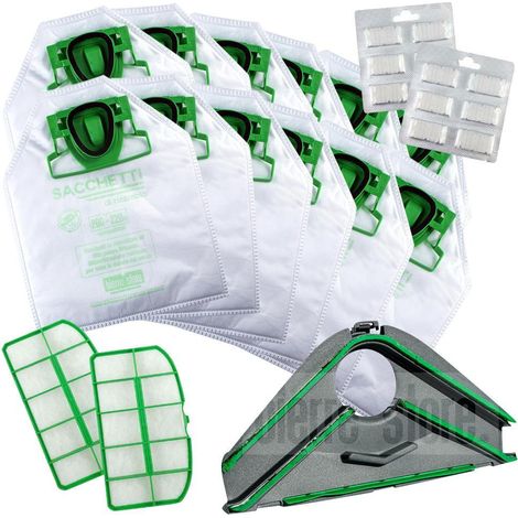 Sacchetti folletto vk 200 vk 220s 12 sacchetti, filtri, profumi e sottospazzola vk200-220s compatibili (1/4)