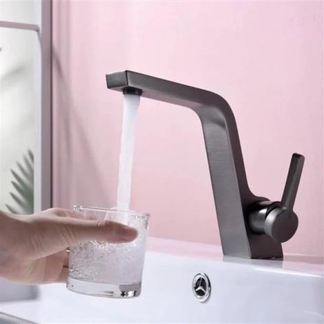Grifo de lavabo - Latón, monomando, agua caliente/fría, gris (1/3)