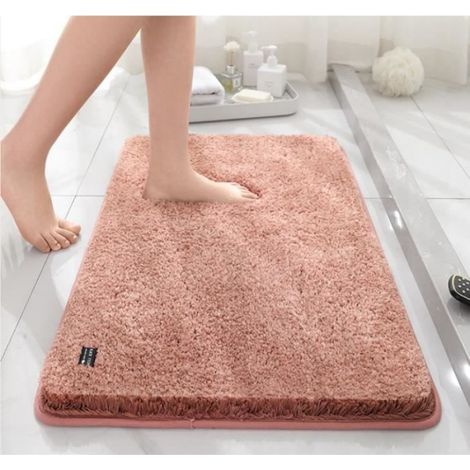 Tapis de Bain Absorbant Antidérapant, Tapis Salle Bain Moelleux en Microfibre, 50X80cm d'épaisseur,Rose (1/4)