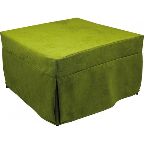 Dmora Puof trasformabile in letto singolo, Made in Italy, Letto pieghevole, Pouf in tessuto sfoderabile salvaspazio da soggiorno, cm 78x78/195h45, Verde, con imballo rinforzato