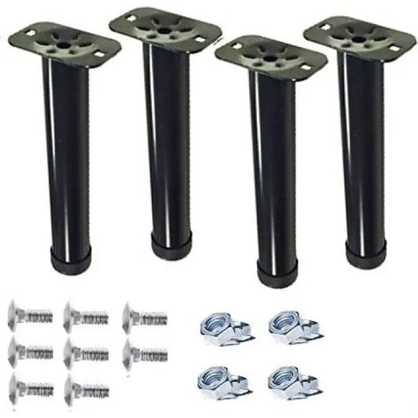 Set 4 gambe h 30 cm per rete a doghe (Altezza Finita 35 cm) - nere con piastra e vassoio (1/2)
