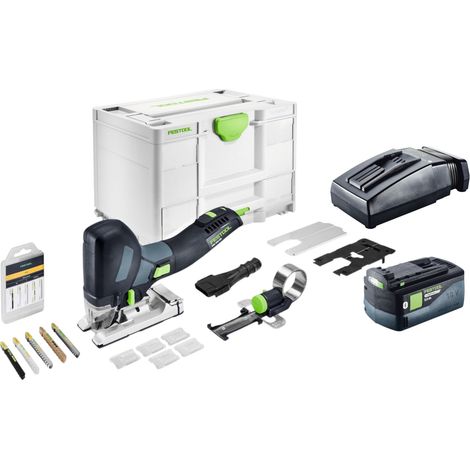 Kit de base Festool PSC 500 EB : scie sauteuse pendulaire sans fil 18 V 120 mm + 1 batterie 5,0 Ah + chargeur + Systainer (1/5)