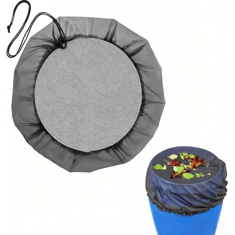 2 Pièces Filet pour Citerne de Pluie, Filet de Protection Réglable, Housse pour Tonneau De Pluie, avec Cordon de Serrage, Protection Contre Les Moustiques et Les Feuilles(Noir,77cm) (1/5)
