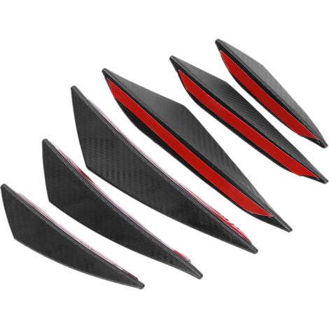 6-teiliger Frontstoßstangensplitter in Entenschnabelform, selbstklebend, Carbonfaser-Optik, Schwarz, universelle Autodekoration (1/5)