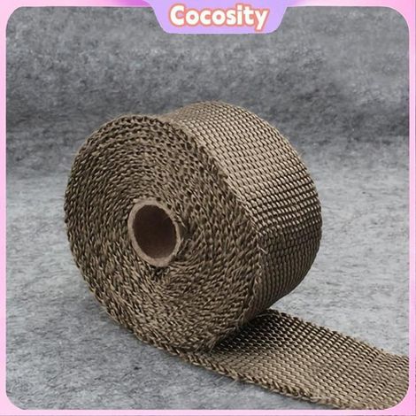 Cocosity Bande thermique d'échappement 5mmx50mmx10m/0.2inx2inx11yd Titanium Or échappement auto outil 1,5 mm 50 mm 10 m d'or (1/5)