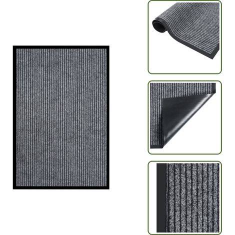 Paillasson rayé Gris 80x120 cm - Tapis D'entrée - Paillasson Intérieur - Paillasson Extérieur - Tapis Absorbant - Tapis Grattoir (1/5)