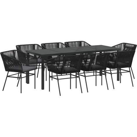 Maison Exclusive - Set da Pranzo per Giardino con cuscino 9 pcs Nero