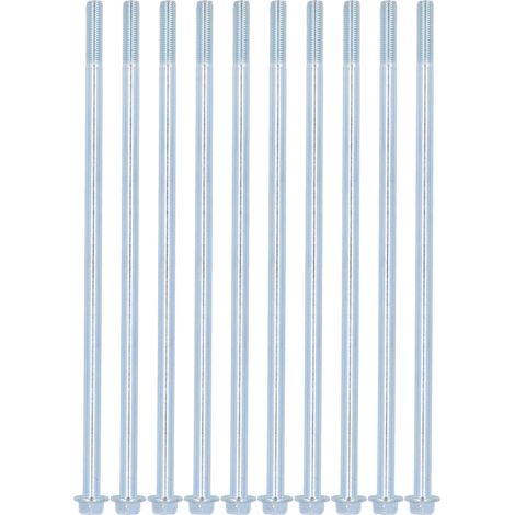 Hochleistungs-Halbgewindeschraube 10x285 aus Kohlenstoffstahl, dünne, längliche Sechskantschraube, Packung mit 10 Stück, glatter Schaft und präzises Gewinde. (1/5)