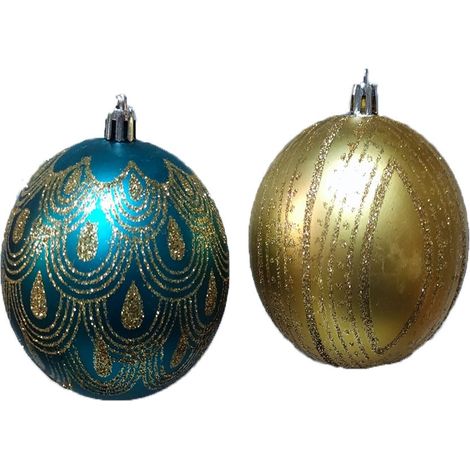 Palline sfera per albero di natale palle decorazioni natalizie addobbi verde oro cm 8 set da 12 verde e oro (1/4)