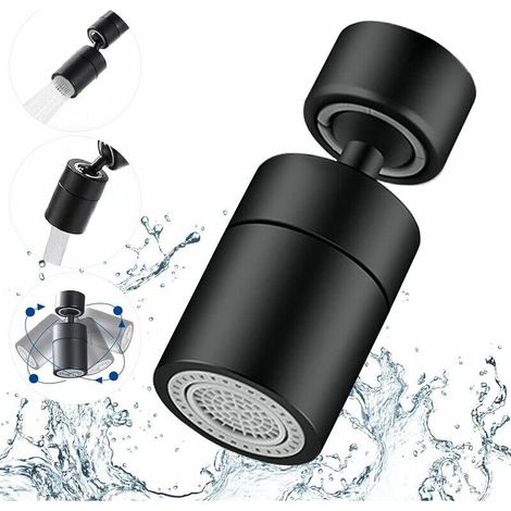 Aérateur de robinet,Pivotant 360 Degrés-2 Modes Réglable Cuisine Robinet Filtre Barboteur Pour Cuisine Salle De Bain,avec Adaptateur Filetage Externe 24mm-Fil Interne 22mm (Bronze huilé noir) (1/4)