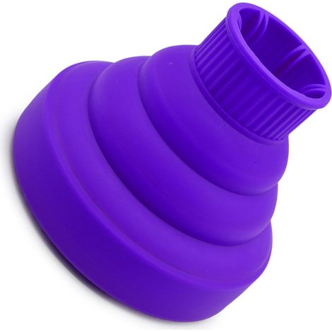Diffuseur pour sèche-cheveux en silicone, léger, pliable et portable, pour salon de coiffure à domicile (violet). (1/5)