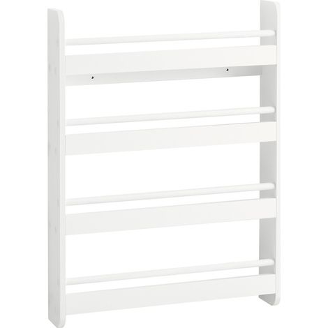 SoBuy Wall White Wood 4 Tiers Kids Storage Shelving Bookcase Rack KMB08-K-W
