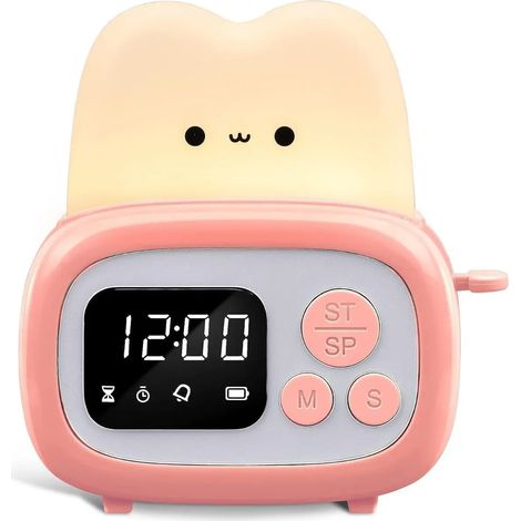 Apprendre la minuterie réveil petite lumière nocturne numérique LED rose (1/5)