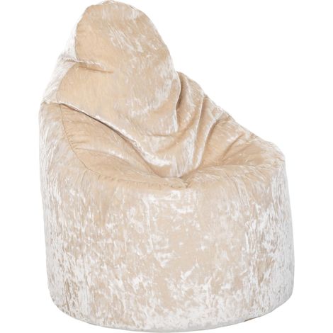 Loft 25 - Poltrona a sacco per soggiorno, poltrona a sacco con schienale alto per rilassarsi, pouf per giocare, pouf per interni in velluto stropicciato, 90x68 cm Seduta a sacco - Visone (1/5)