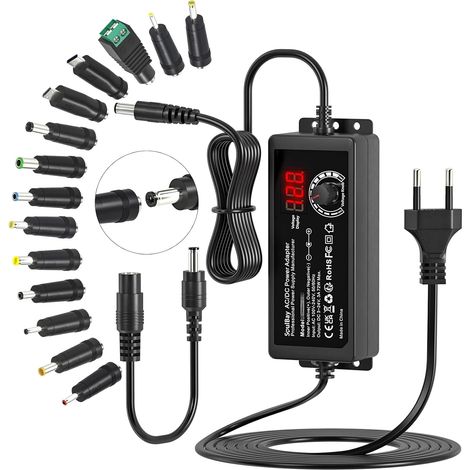 1 Adaptateur Secteur 24V, Sortie 3-24V 3A, 14 Embouts DC, Pour Électronique Domestique