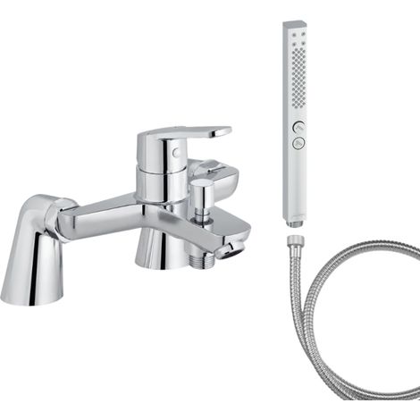 Grifo monomando de bañera JACOB DELAFON Aimé + ducha de mano Shift+ cuadrada + flexo de ducha metálico + columnas (1/5)