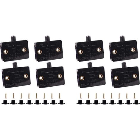 Lot de 8 interrupteurs pour portes de placard, interrupteurs pour lampes de placard, ouverture et fermeture des tiroirs, compatibles avec 12 V, 24 V et 110 V, noir (1/5)