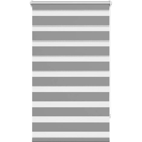 Tenda a rullo Tenda avvolgibile zebra 70,9x120 cm Tessuto Larghezza 66,7 cm grigio (1/4)