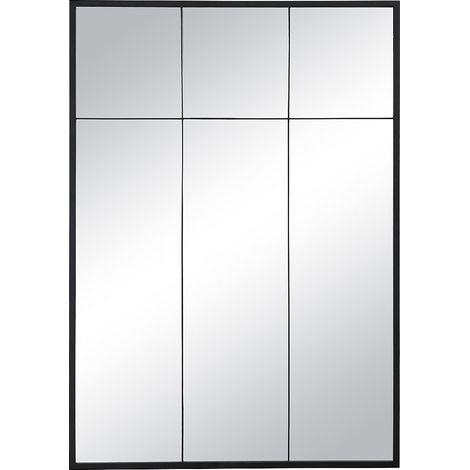 Miroir fenêtre industriel en fer - L.105 x H.150 cm - Noir - BELLAGIO (1/4)