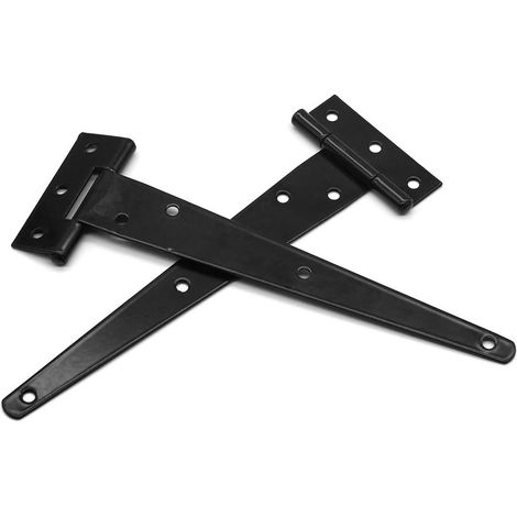 CCYKXA 4 Pièces Charnières en T 8 Pouces Noir Porte Charnières Métallique Charnières Robustes Charnières de Porte de Grange Portails Extérieurs et les Portes de Grange, 200 mm