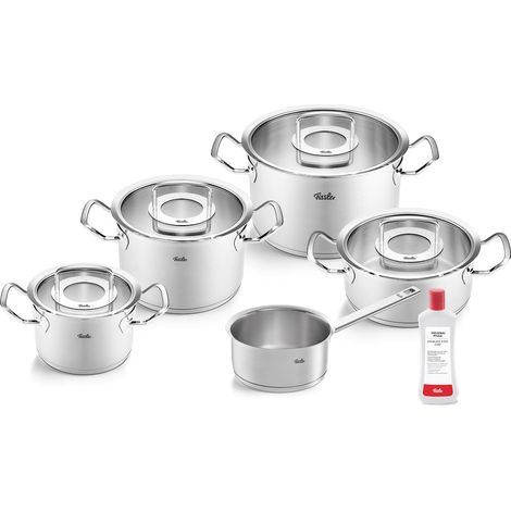 Jeu De Faitouts sautoir casserole En Acier Inoxydable, 5 Pièces, Avec Couvercle En Verre, Compatible induction, Silber (1/5)