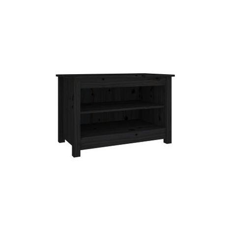 Banc à chaussures en bois massif Klouda – Élégant et fonctionnel 70 cm-Noir-Largeur 70 cm (1/5)