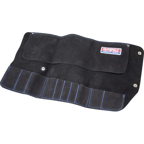 Faithfull 10-Pocket Leather Tool Roll (Model FAILTR10B) for Secure and Organized Tool Storage