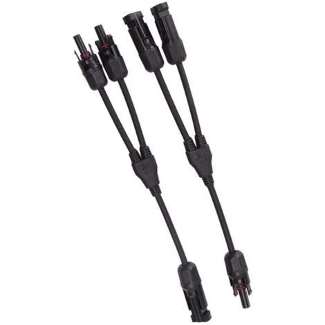 Solar Y Branch Connectors, 2 PCS 1 to 2 Solar PV Splitter Parallel Adapter Cable Wire Socket 1000V DC (Black) (1/4)