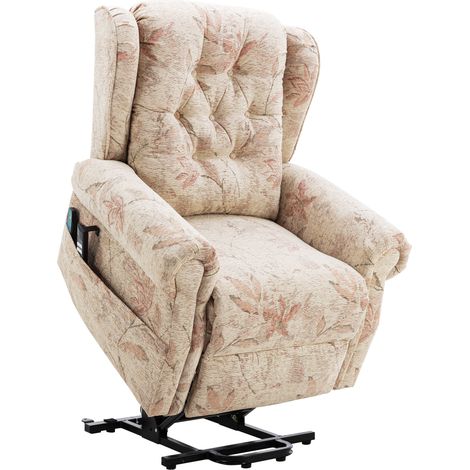 Recliner Armchair Dual Motor Lift Chair Electric Power Lift Sofa with Heat Massage, Beige