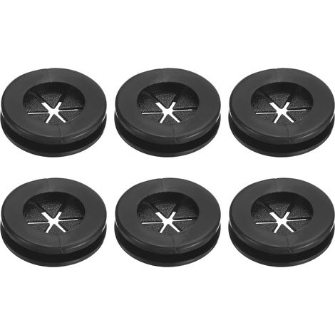 6Pcs Passe Fil Caoutchouc 9/16"(14mm) ID, 5/8"(16mm) Diamètre du Trou d'Installation Bouchon de Trou Caoutchouc Double Face Joint de Câblage Électrique Rond, Noir (1/5)