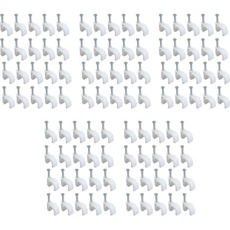 100 PCS 5mm acier clips de fixation ronds pour câbles, gestion des fils muraux, serre-câbles en métal (1/5)