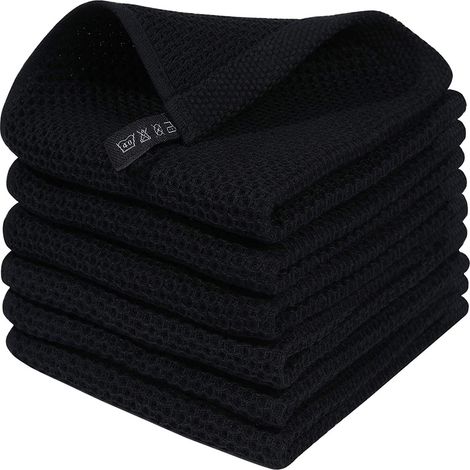 Strofinacci da cucina in microfibra nera, ultra assorbenti, 6 pezzi, lavabili e morbidi, 30 x 30 cm