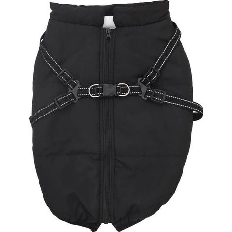 Veste noire à motif chien, L48, polaire et polyester. (1/4)