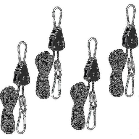 Lot de 4 sangles d'attache robustes avec crochets, sangles d'attache réglables pour lampes horticoles, capacité de suspension de 68 kg (150 lb)-AquaForge (1/5)