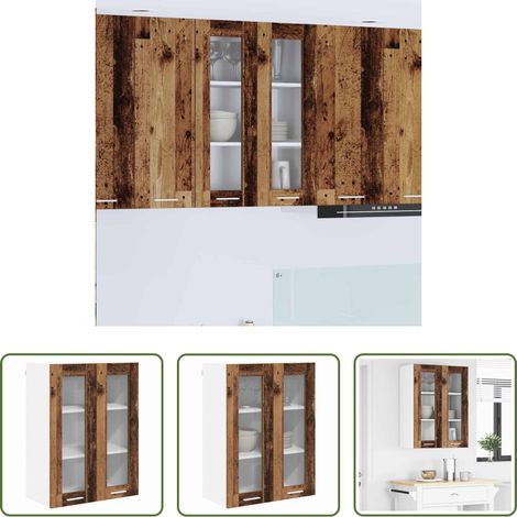 Holzschrank -  Hängeschrank mit Speicher Altholz 60 x 31 x 80 cm Holzwerkstoff (1/5)