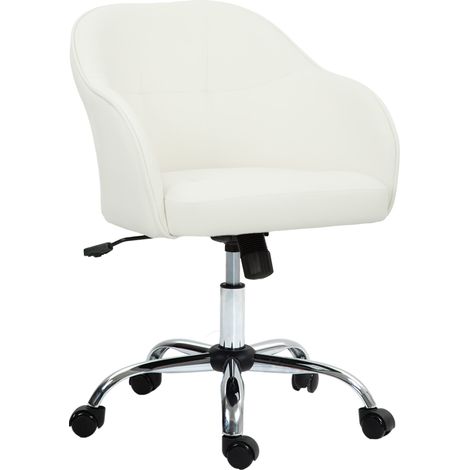 HOMCOM Vanity Chair for Desk, with Height Adjustable, Wheels, Cream (1/5)