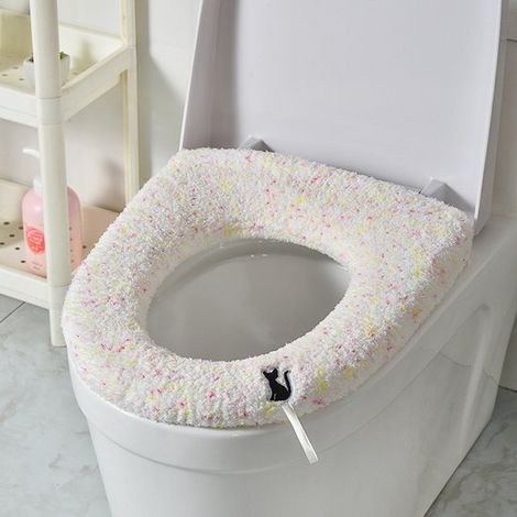 Universeller, waschbarer WC-Sitzbezug, warmer und weicher WC-Sitzbezug fürs Badezimmer – Goldglitzer-Design. (1/2)