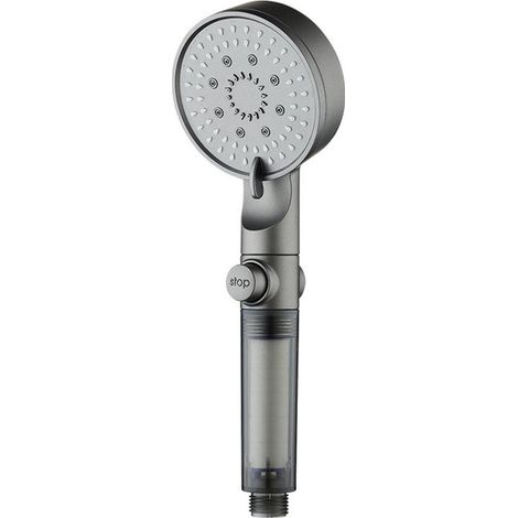 Schwarzer Duschkopf mit fünfstufiger Filterfunktion kraftvollem Wasserstrahl universell einsetzbar gut sichtbarer Duschkopf geeignet für (1/5)