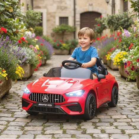 Voiture électrique enfant 99x55x43 cm plastique rouge, télécommande, LED pour enfant FLORAGRACE (1/5)