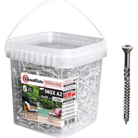 Seau 1000 vis terrasse 5 x 60mm tête réduite inox A2 - Vissal (1/2)