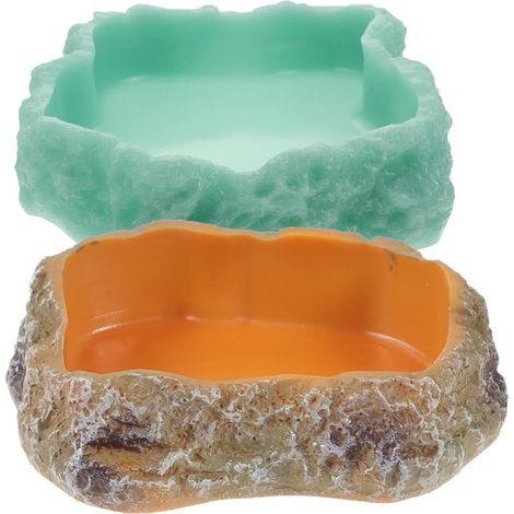 2-Piece Food and Water Bowl for Reptiles, Compact and Practical Resin Design for Turtles and Snakes, Easy to Clean and Move (1/5)