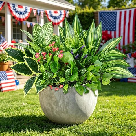 Lot de 14 plantes artificielles d'extérieur résistantes aux UV avec tiges et fleurs en plastique pour jardin, porche, jardinière, terrasse (1/5)