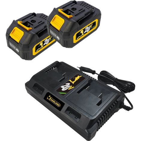 kit caricabatterie e 2 batterie di ricambio garland 20v 2ah