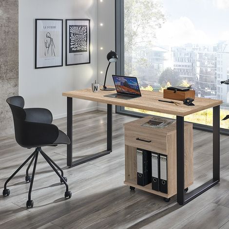 Büromöbel Set 2-teilig HILLSTON-43 mit 120cm Schreibtisch in Eiche (1/4)
