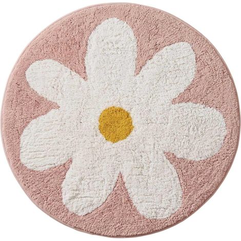 HOMESCAPES Badematte Blume rund 60 cm – Badteppich rosa, 100 % Baumwolle (1/5)