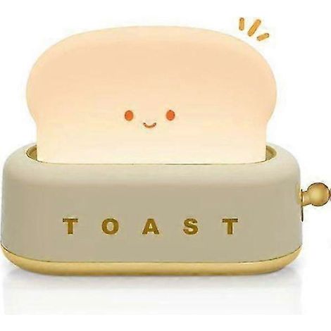Lampe de chevet mignonne en forme de toast, rechargeable et portable, pour enfants, avec luminosité réglable (jaune). (1/3)