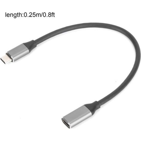 SHI- Câble HD 4K USB 3.1 Type C Câble d'Extension HD 4K USB 3.1 PD USB C Rallonge Mâle vers telephonie telephone 0,25m (1/5)