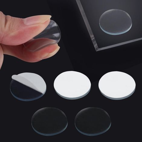 (80 Pcs) Tampons de Table en Verre,25 mm x 5 mm Plateau Verre Anti Dérapant, Dessus de en Verre Transparent,Plastique pour Dessus de Table en Verre (1/5)